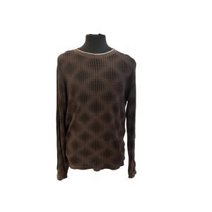Point Zero Mens L Brown Diagonal Dot Textured Knit Distressed Pullover Y2K